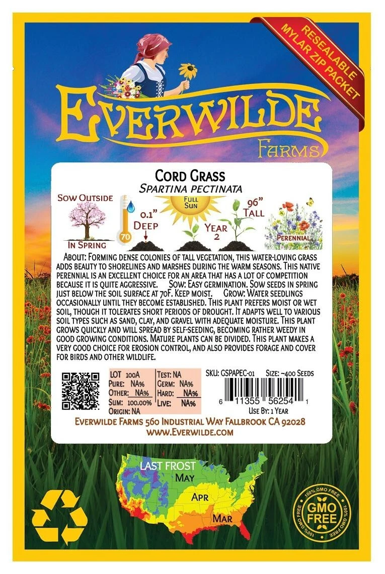 400 Cord Grass Native Grass Seeds  - $13.98