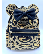Disney Parks Loungefly Minnie Mouse Safari Animal Print Sequin Mini Back... - $123.74
