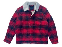 Lucky Brand Men L Black Red Buffalo Plaid Check Sherpa Wool Blend Trucke... - $1,566.42 MXN