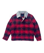 Lucky Brand Men L Black Red Buffalo Plaid Check Sherpa Wool Blend Trucke... - $1,486.40 MXN