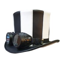 Steampunk Gothic Striped Leather Top Hat - £254.52 GBP