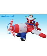 8 Foot Long Christmas Inflatable Animated Santa Claus Airplane Blowup De... - $128.69