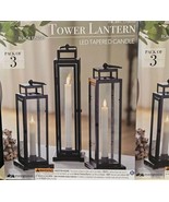 Evergreen Tower Lantern, LED Tapered Candle, 3-Pack/ Black - $49.63