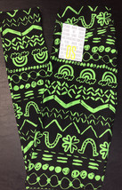 NWT LuLaRoe ONE SIZE OS (2-10) Black Neon Green Horseshoes &amp; Shamrocks Leggings - £17.91 GBP