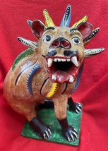 Mexican Fine Folk Art Juan José Medrano Barro Betus Traditional Huge Lio... - $250.00