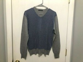 PURIFICACION GARCIA V Neck Checked Sweater W/ Elbow Patches Men&#39;s SZ Small - £15.85 GBP