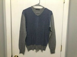 PURIFICACION GARCIA V Neck Checked Sweater W/ Elbow Patches Men&#39;s SZ Small - $19.79