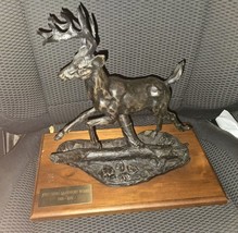 John Deere Davenport Works Employee Award Deer Figure Plaque Statue Pewt... - $168.29