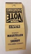Vintage Matchbook Cover Matchcover Stanley Mausteller Sherif Columbia County - £0.75 GBP