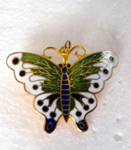 Multi Color Enamel with Gold Tone Accents Butterfly Pendant Pin Brooch - $21.73