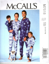McCall&#39;s M7518 Adult S to XL One Piece Jumpsuit Pajamas, Dog Coat Pattern - $14.81