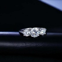 2CT Rotondo Finto Moissanite Diamante Fidanzamento Ring 14K Placcato Oro Bianco - £68.78 GBP