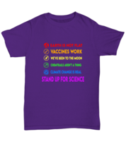 Vaccinated TShirt Stand Up For Science Purple-U-Tee  - £16.74 GBP