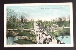 Scene from Forest Park Aerial View Crowd St Louis Missouri MO Postcard c1930s - £3.16 GBP