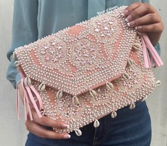 Shells beaded bohemian bag,fashionable envelope bag,crossbody bag,jute bag - £44.58 GBP