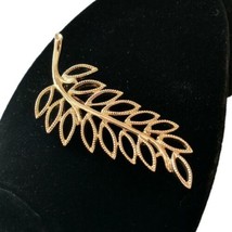 Emmons Feather Brooch Pin Filigree Baroque Rococo Open Work Blonde Gold Tone - £15.55 GBP