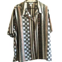 Ship N Shore Womans 24W Vintage Geometric Short Sleeve Button-Up Shirt - $297.33 MXN