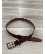 Tumi Gold Buckle Brown Leather Handcrafted Mens Belt 34 / 85 Style 15307 - $74.45 CAD