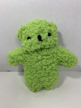 green shaggy sherpa teddy bear plush dog toy with squeaker squeaky - $6.23