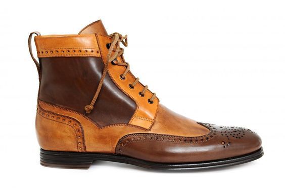 Men Brown Tan Brogue Toe Wing Tip Oxford High Ankle Genuine Leather Boot US 7-16