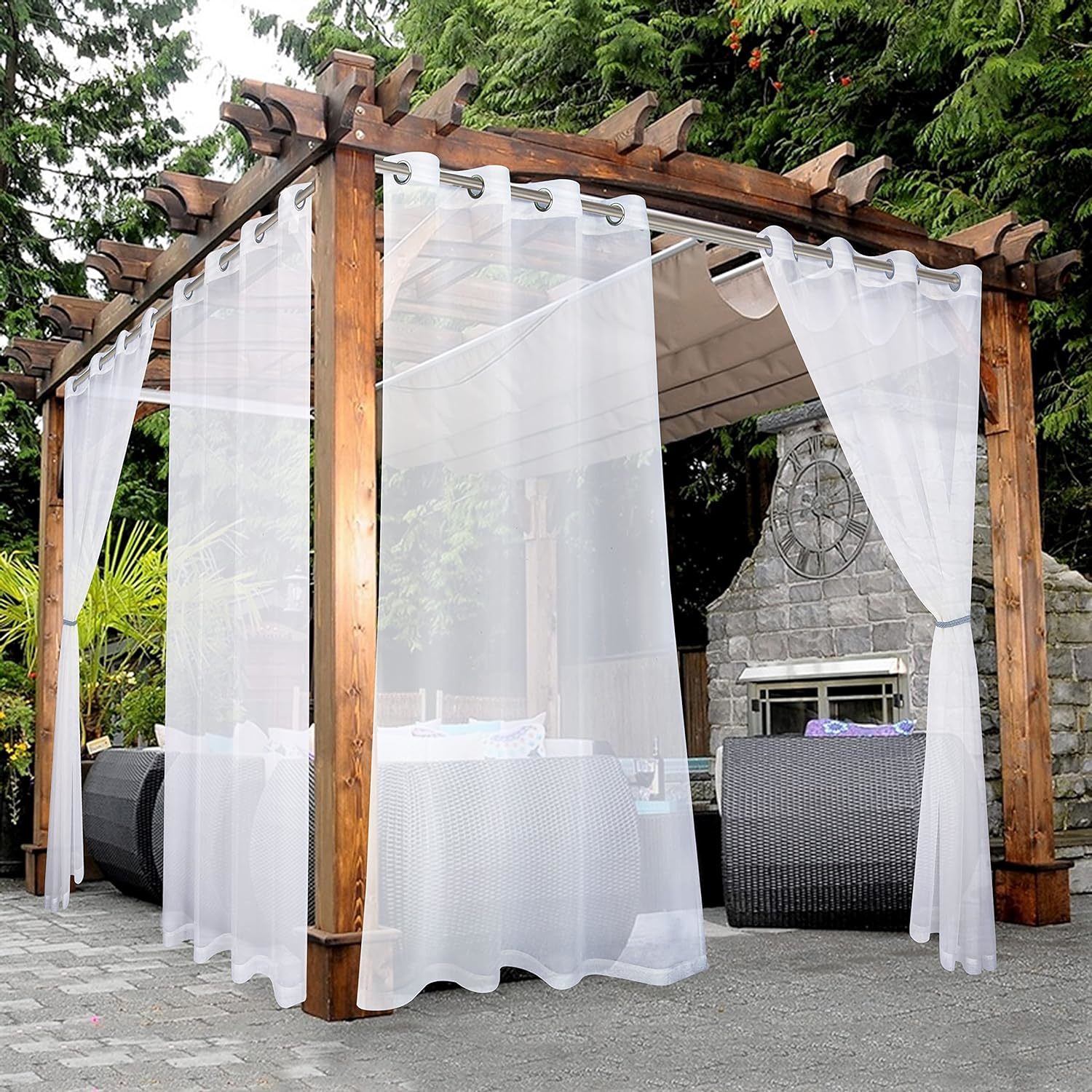 Bonzer White Outdoor Sheer Curtains For Patio Waterproof - 2 Panels, White. - $45.96