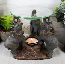 Ebros Trio Elephants Oil Warmer Statue Wax Tart Burner Aroma Diffuser Figurine - £25.05 GBP