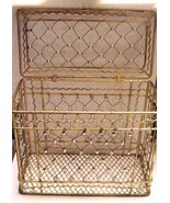 Vintage Trinket Jewelry Box Wire Cage Gold &amp; Pearl - £14.03 GBP