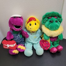 Vintage Barney the Purple Dinosaur Baby Bop BJ 14” Plush 1990s Friends Lot - £29.98 GBP