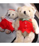 Teddy bear couple with red clothes jointed at shoulders hips vintage lot... - £7.85 GBP