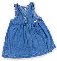 Vtg Oshkosh Girl&#39;s Jumper Dress Blue Denim Button Front Cotton Made in USA 2T - £15.15 GBP