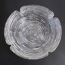 Vintage Round Clear Glass Ashtray Tree Rings Bark Mid Century 6 Inches Across - £18.18 GBP