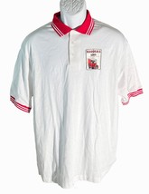 THE RODDERS BULLETIN Short Sleeve Button Down Polo Shirt White Red XL - $10.88