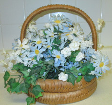 Artificial Planter Basket Faux Indoor House Plant  Round Woven Basket / Handle - £10.94 GBP