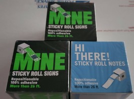 Sticky Roll Lot of 3 Mine &amp; Hi Tear off Notes Desk,Home Office 26ft. New Sealed - £7.91 GBP