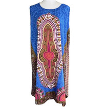 Women’s Plus Kaftan Dress African Style Boho Hippie Blue Pink Gold Free Size - £12.39 GBP