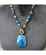 Womens Fashion Caribbean Aqua Turquoise Pendant Necklace with Lobster Clasp - $40.62 CAD