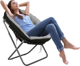 Chairs for Adults, Oversized 265 lb Saucer Chair for Bedroom, Papasan Chair with - £152.29 GBP