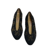 Vintage Size 8 Talbots 80s Beaded Glam Bow Black Shoes - £27.26 GBP