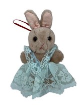 Bunny Angel Plush Ornament 5.25 inches hi Lace Dress - $10.76