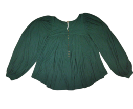 FREE PEOPLE Womens Blouse Long Sleeve Stylish Elegant Lightweight Green Size XS - £37.21 GBP