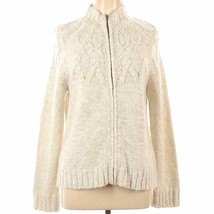 Vintage Evan-Picone Full Zip Thick Cable Knit Sweater Cardigan Large Oat... - $28.71