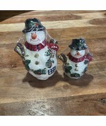 Christmas Pair Of Snowman Wax Molded Candles 5.5” &amp; 4” Unbranded Vintage - $13.58 CAD