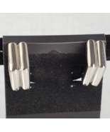 Vintage Monet Architectural Geometric Ribbed Arch Clip On Earrings - $23.77