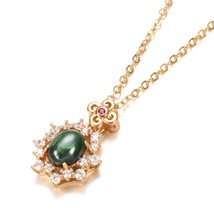 New Fine Oval Natural Stone Long Necklaces 585 Rose Gold Women Fashion Ethnic Br - £10.36 GBP