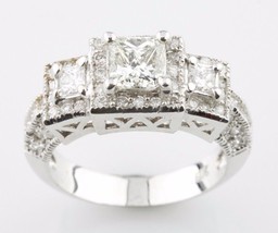 1.70 Carato Diamante Taglio Princess 3 Pietra 18k Oro Bianco Fidanzamento Anello - £3,911.74 GBP