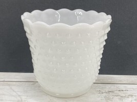 Vintage MCM White Milk Glass Hobnail Planter Vase - £11.06 GBP