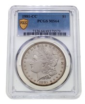 1881-CC $1 Silver Morgan Dollar Graded by PCGS as MS-64 - £789.02 GBP