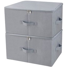 Dust Proof Closet Clothes Storage Boxes With Zip Lid, Breathable Fabric &amp; Collap - £35.15 GBP