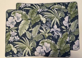 Two Matching Tommy Bahama Home Standard Pillow Shams Blue Green Tropical Palms - $29.47