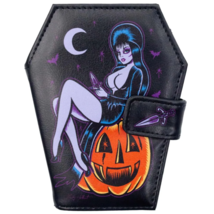 Kreepsville 666 Elvira Coffin Shape Black Bi-Fold Wallet Snap Vegan Leather NWT - £19.08 GBP